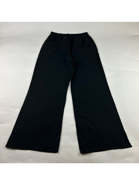 Billy J Pants - Billy J Black Lightweight Cotton Pull On Wide Leg Lounge Pant L